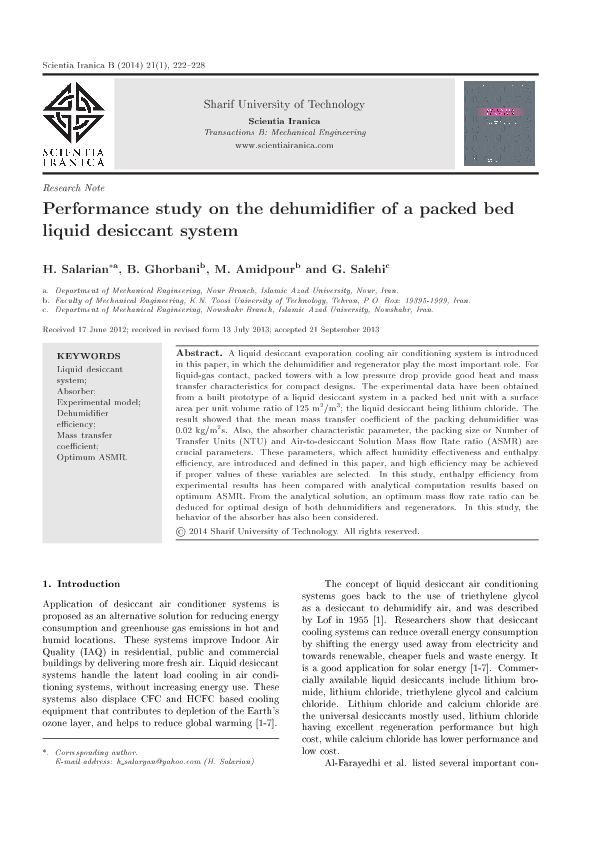 (PDF) Performance study on the dehumidifier of a packed bed liquid ...