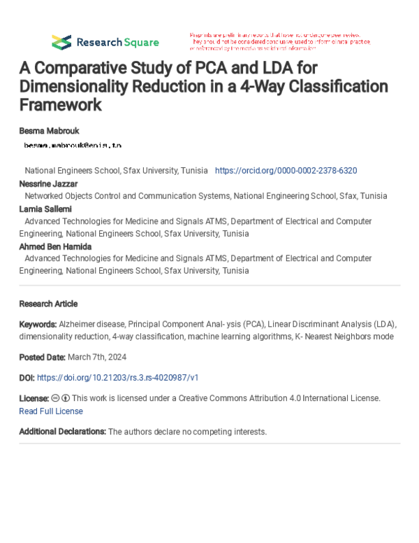 (PDF) A Comparative Study of PCA and LDA for Dimensionality Reduction ...