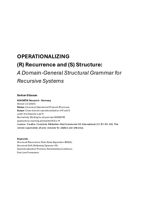 (PDF) OPERATIONALIZING (R) Recurrence and (S) Structure - A Domain ...