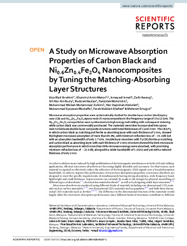 (PDF) A Study on Microwave Absorption Properties of Carbon Black and ...