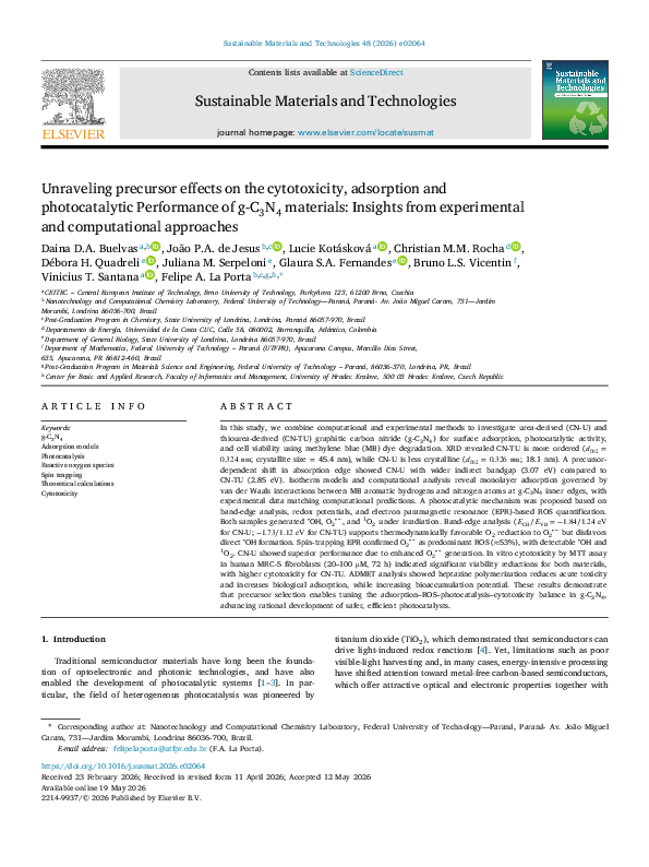 (PDF) Unraveling precursor effects on the cytotoxicity, adsorption and ...