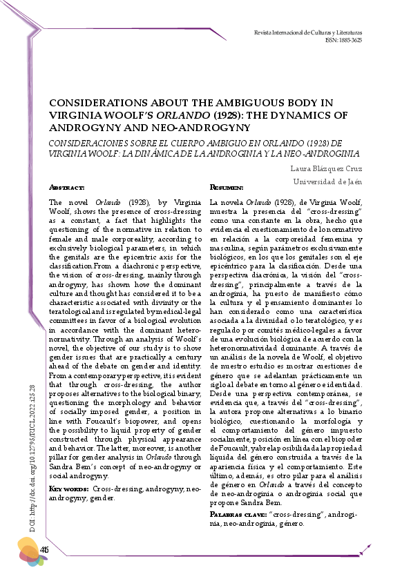 (PDF) Considerations about the Ambiguous Body in Virginia Woolf's ...