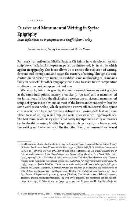 (PDF) Cursive and Monumental Writing in Syriac Epigraphy: Some ...