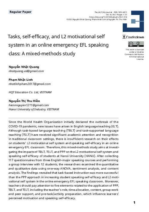 (PDF) Tasks, self-efficacy, and L2 motivational self system in an ...