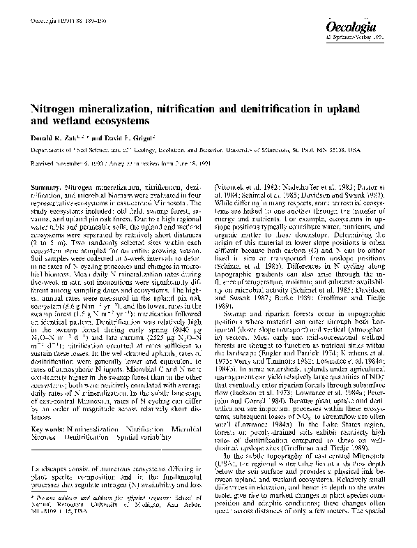 (PDF) Nitrogen mineralization, nitrification and denitrification in ...