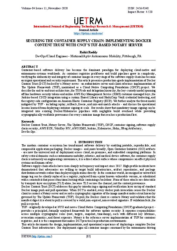 (PDF) SECURING THE CONTAINER SUPPLY CHAIN: IMPLEMENTING DOCKER CONTENT ...