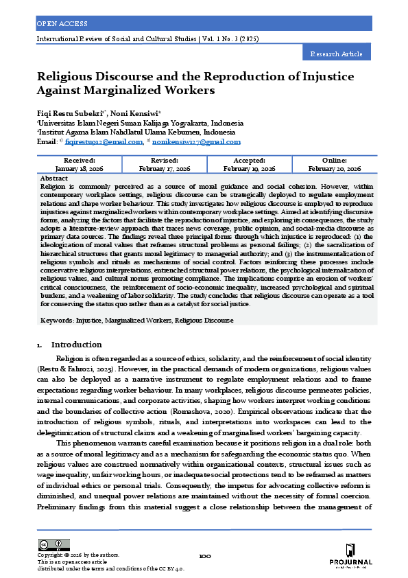 (PDF) Religious Discourse and the Reproduction of Injustice Against ...