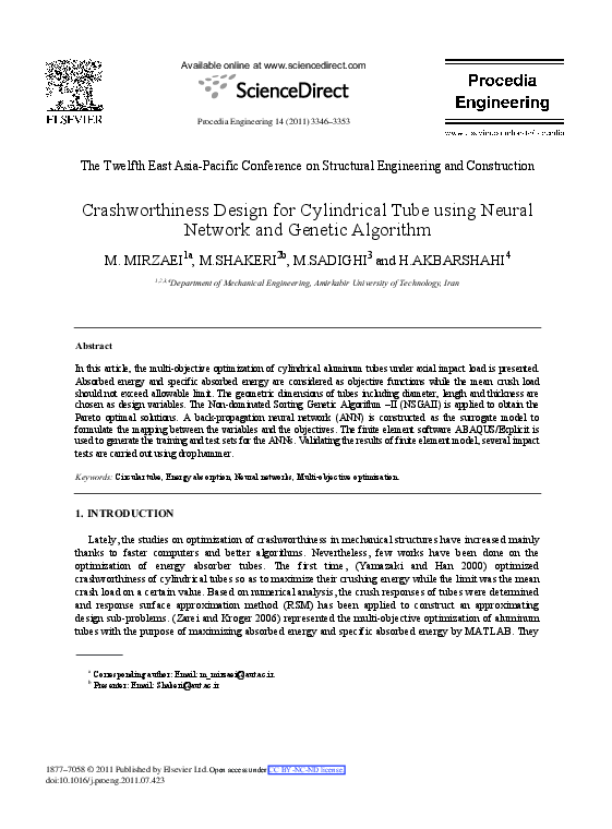 (PDF) Crashworthiness Design for Cylindrical Tube using Neural Network ...