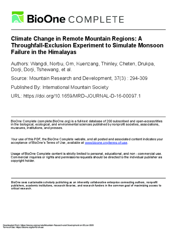 (PDF) Climate Change in Remote Mountain Regions: A Throughfall ...