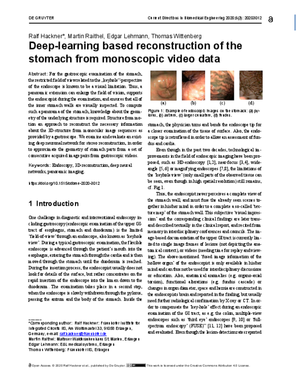 (PDF) Deep-learning based reconstruction of the stomach from monoscopic ...