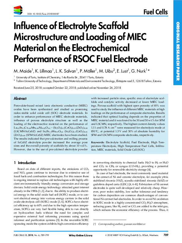 (PDF) Influence of Electrolyte Scaffold Microstructure and Loading of ...