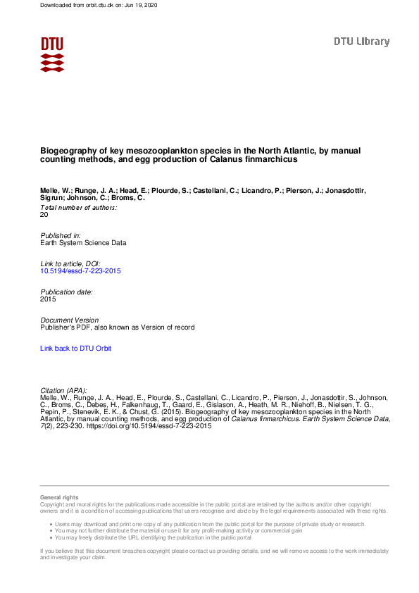 (PDF) Biogeography of key mesozooplankton species in the North Atlantic ...