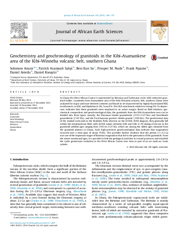 (PDF) Geochemistry and geochronology of granitoids in the Kibi ...