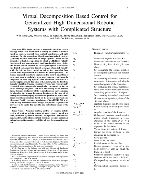 (PDF) Virtual decomposition based control for generalized high ...