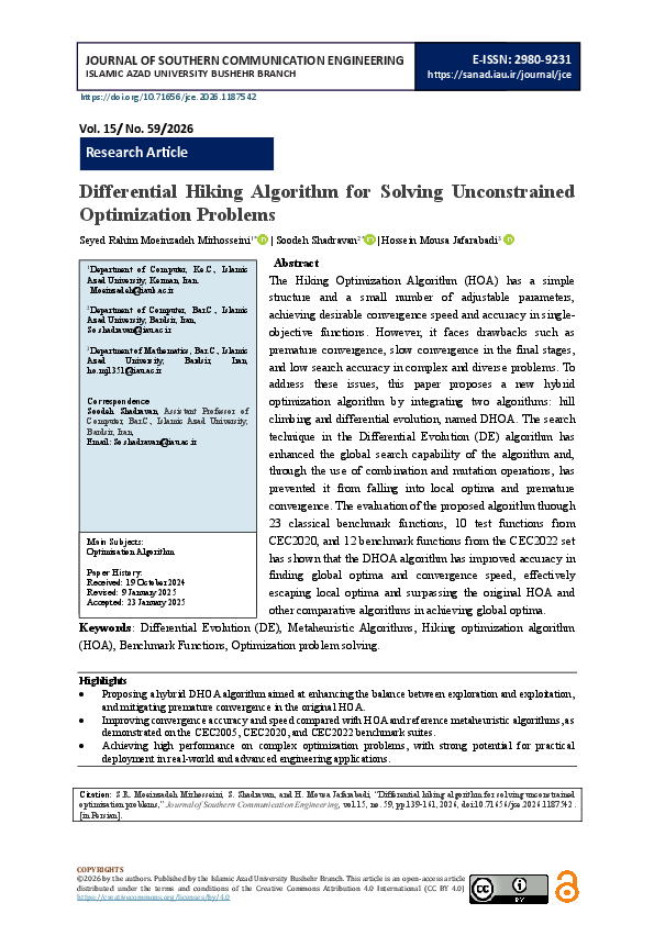 (PDF) Differential Hiking Algorithm for Solving Unconstrained ...