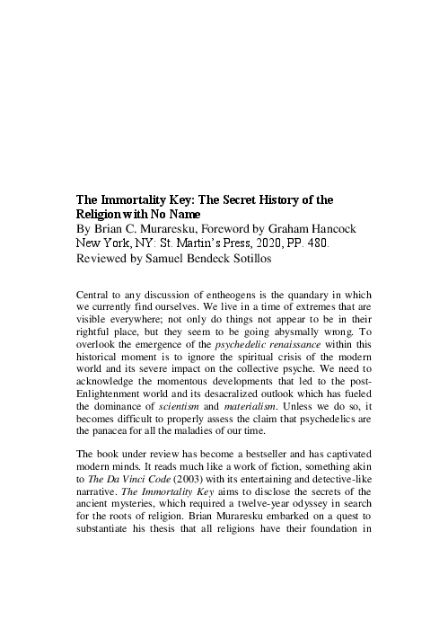 (PDF) Book Review – The Immortality Key: The Secret History of the ...
