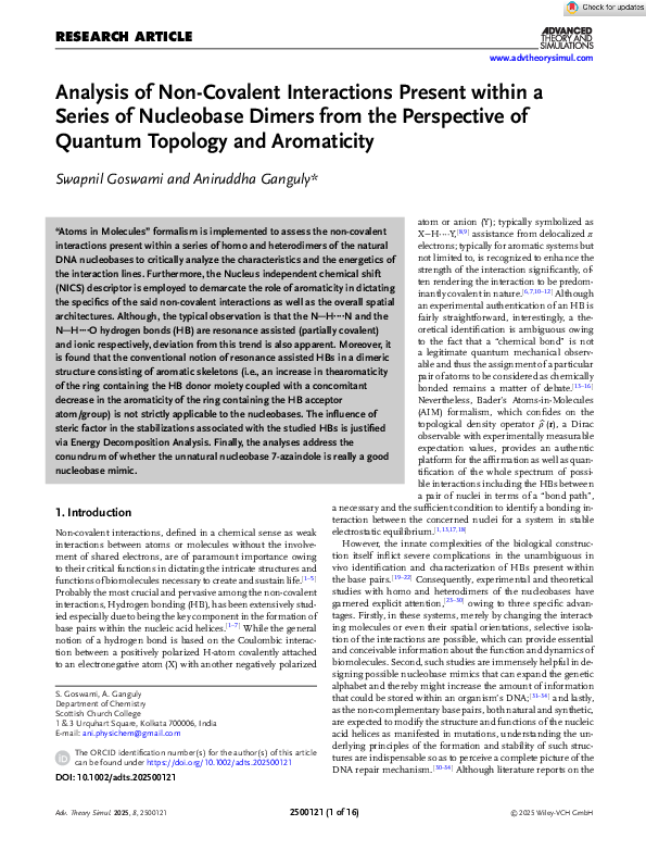 (PDF) Analysis of Non-Covalent Interactions Present within a Series of ...