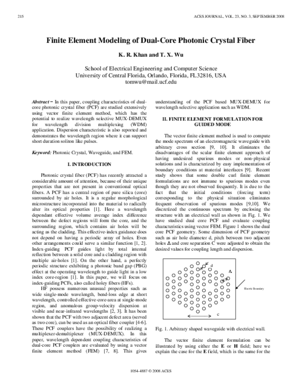 (PDF) Finite element modeling of dual-core photonic crystal fiber