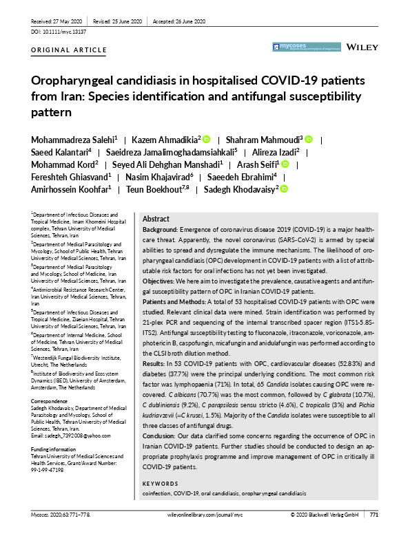 (PDF) Oropharyngeal candidiasis in hospitalised COVID‐19 patients from ...