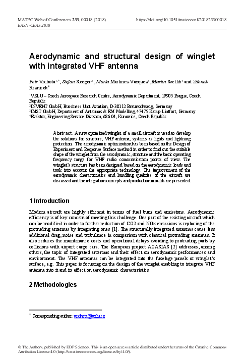 (PDF) Aerodynamic and structural design of winglet with integrated VHF ...