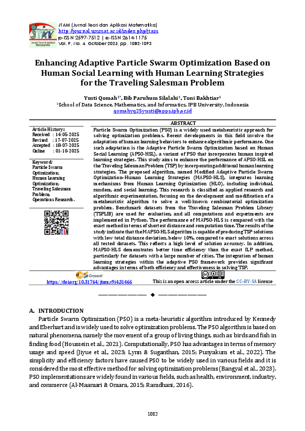 (PDF) Enhancing Adaptive Particle Swarm Optimization Based on Human ...