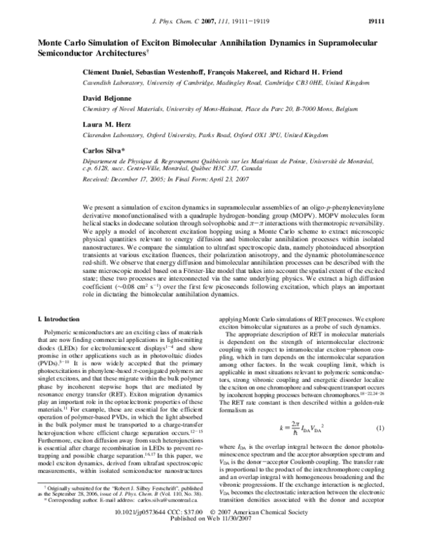 (PDF) Monte Carlo Simulation of Exciton Bimolecular Annihilation ...