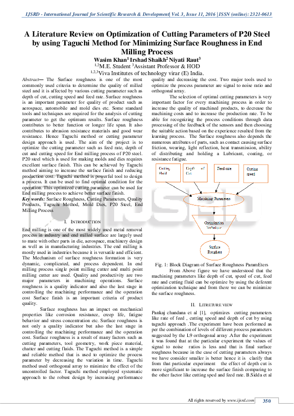 (PDF) A literature review on optimization of cutting parameters for ...