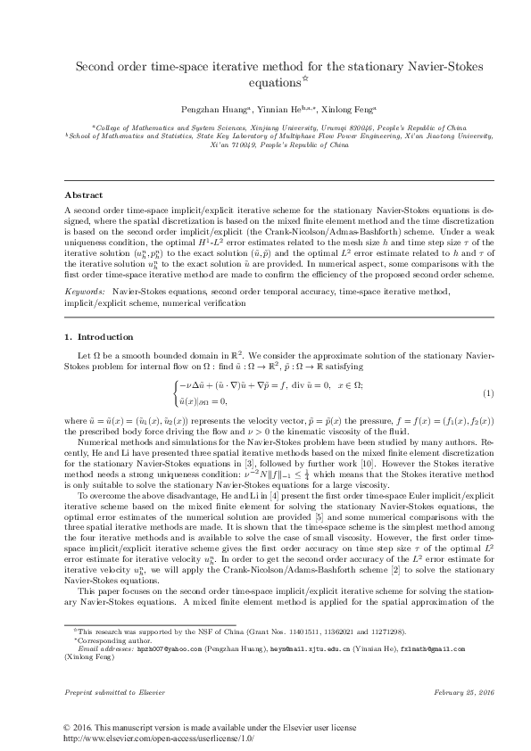 (PDF) Second order time–space iterative method for the stationary ...