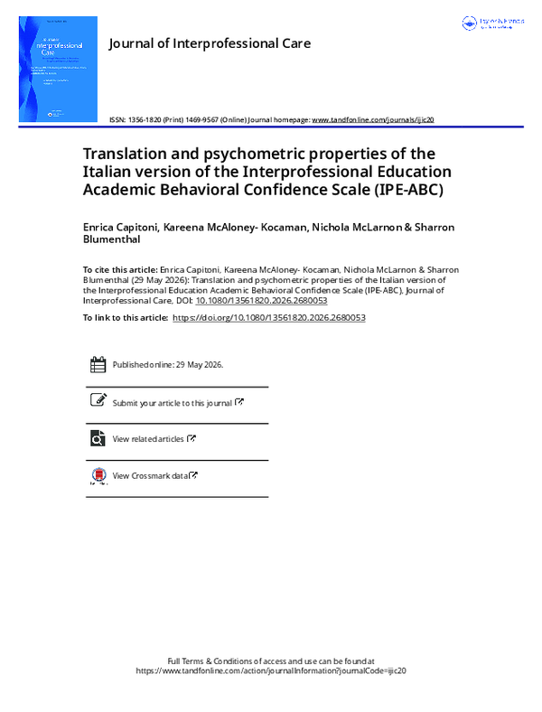 (PDF) Translation and psychometric properties of the Italian version of ...