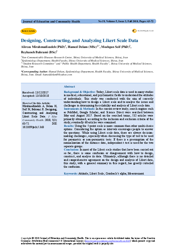 (PDF) Designing, Constructing, and Analyzing Likert Scale Data