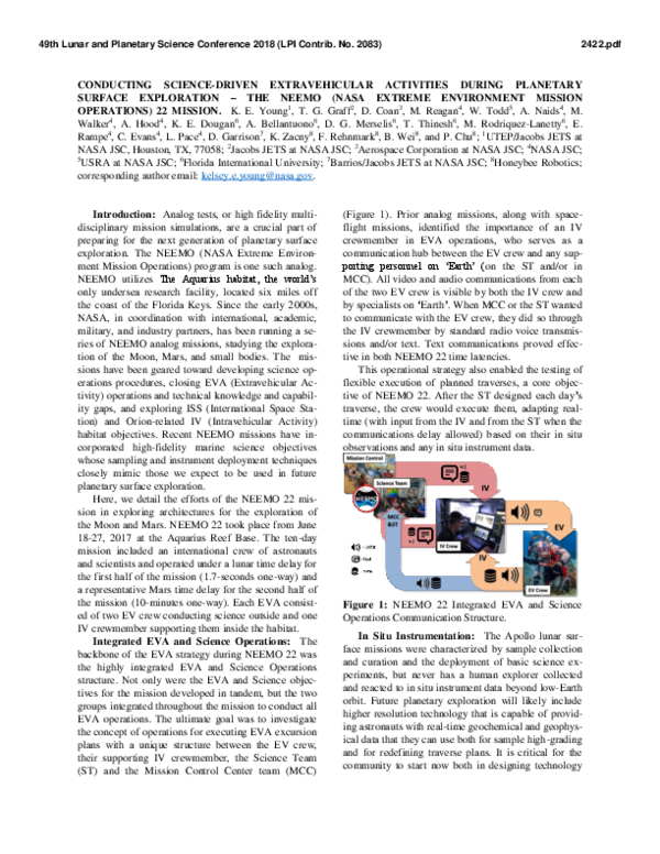 (PDF) Conducting Science-Driven Extravehicular Activities During ...