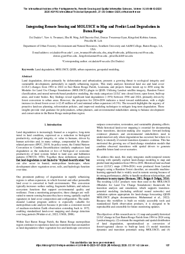 (PDF) Integrating Remote Sensing and MOLUSCE to Map and Predict Land ...