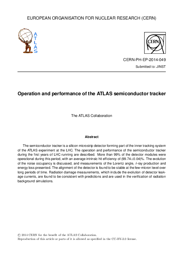 (PDF) Operation and performance of the ATLAS semiconductor tracker
