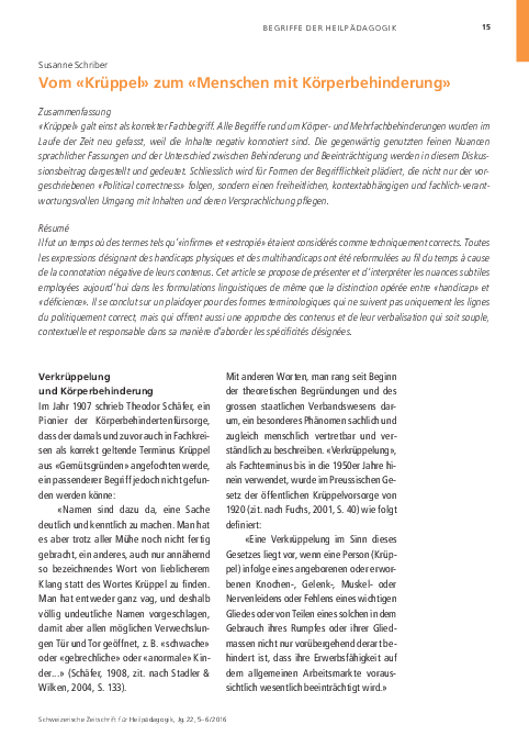 (PDF) Vom «Krüppel» zum «Menschen mit Körperbehinderung»