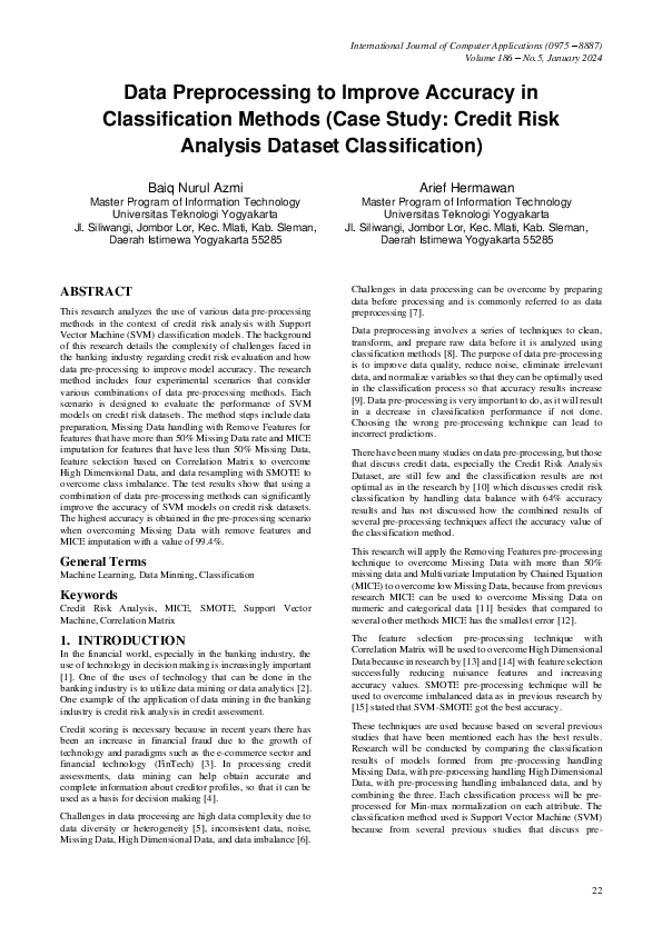 (PDF) Data Preprocessing to Improve Accuracy in Classification Methods ...