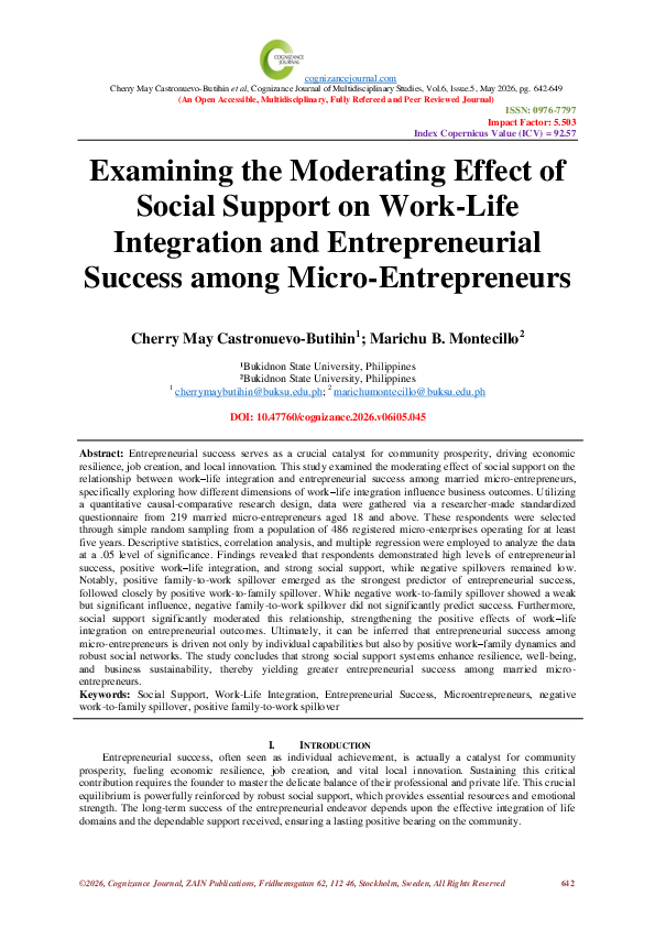 (PDF) Examining the Moderating Effect of Social Support on Work-Life ...