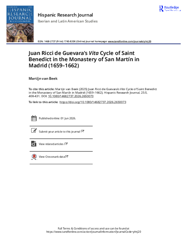 (PDF) Juan Ricci de Guevara’s Vita Cycle of Saint Benedict in the ...
