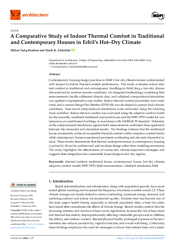 (PDF) A Comparative Study of Indoor Thermal Comfort in Traditional and ...