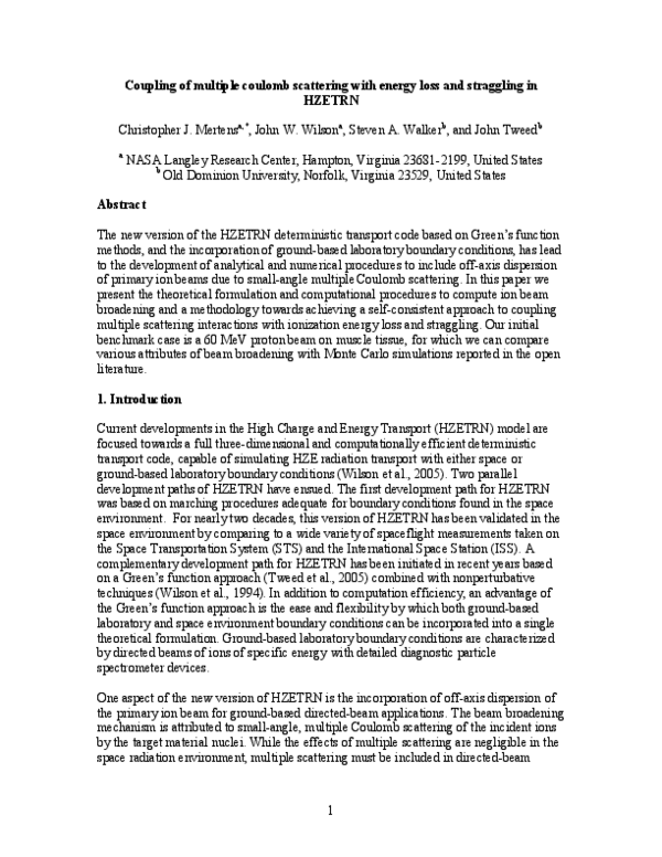 (PDF) Coupling of multiple Coulomb scattering with energy loss and ...