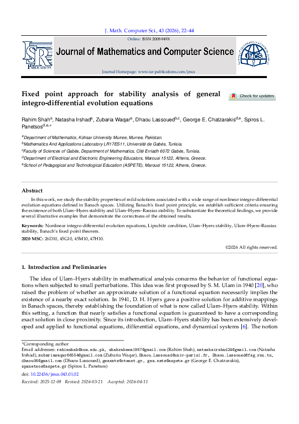 (PDF) Fixed point approach for stability analysis of general integro ...