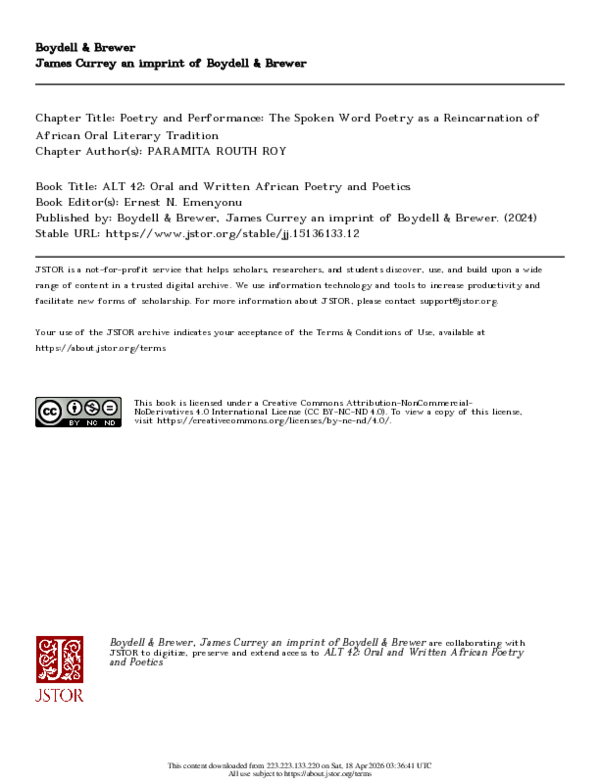 (PDF) Poetry and Performance: The Spoken Word Poetry as a Reincarnation ...
