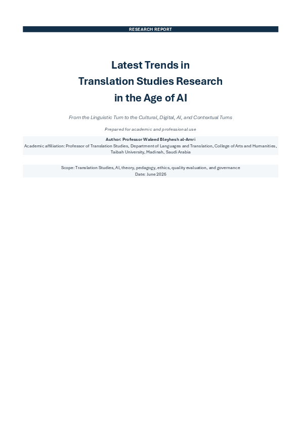 (PDF) Latest Trends in Translation Studies Research in the Age of AI