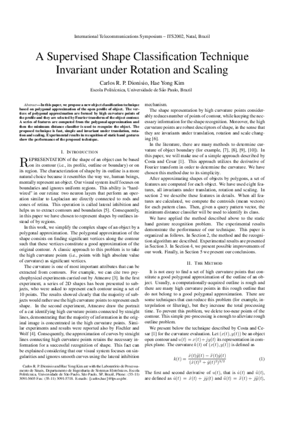 (PDF) A Supervised Shape Classification Technique Invariant under ...