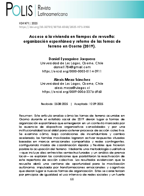 (PDF) Acceso a la vivienda en tiempos de revuelta: organización ...