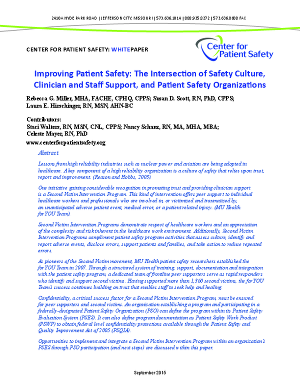 (PDF) Improving Patient Safety: The Intersection of Safety Culture ...