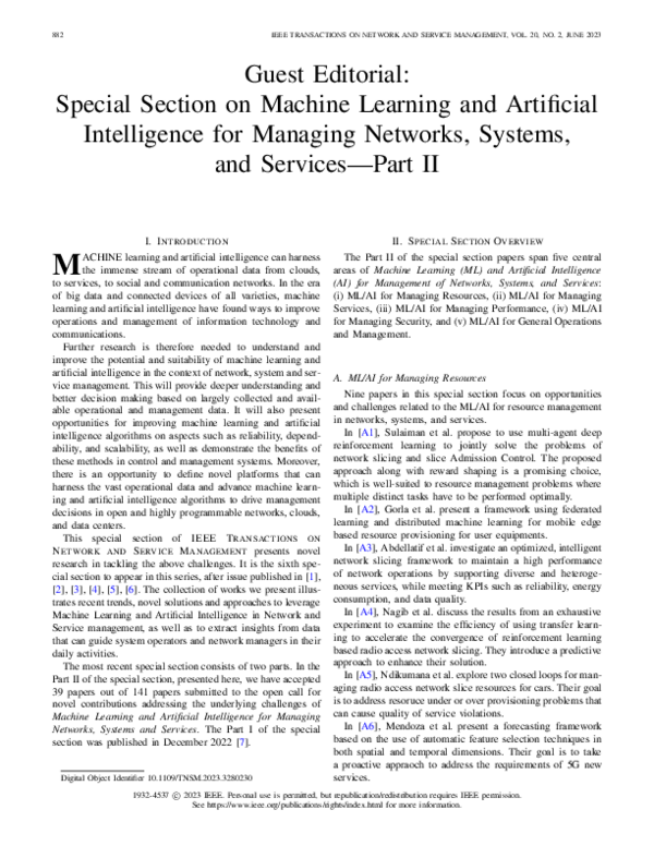 (PDF) Guest Editorial: Special Section on Machine Learning and ...