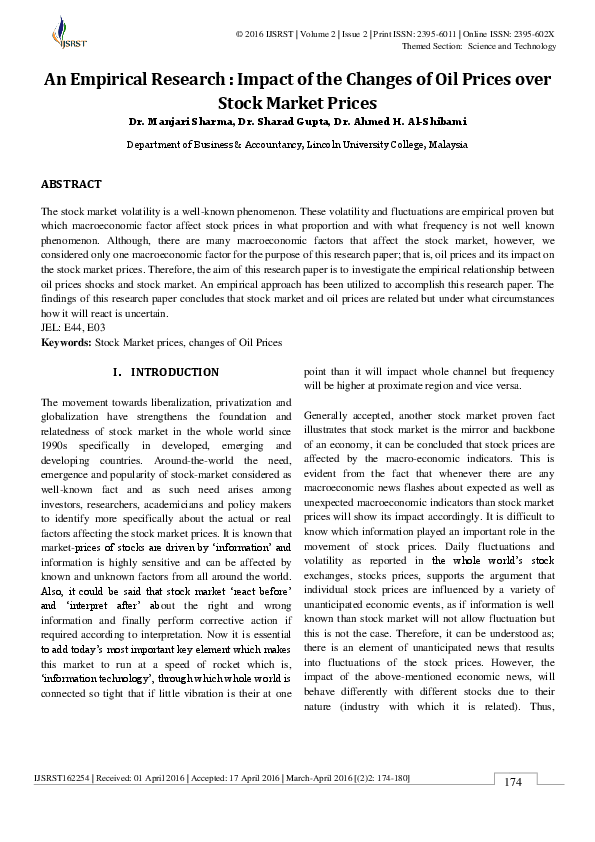 (PDF) An Empirical Research : Impact of the Changes of Oil Prices over ...