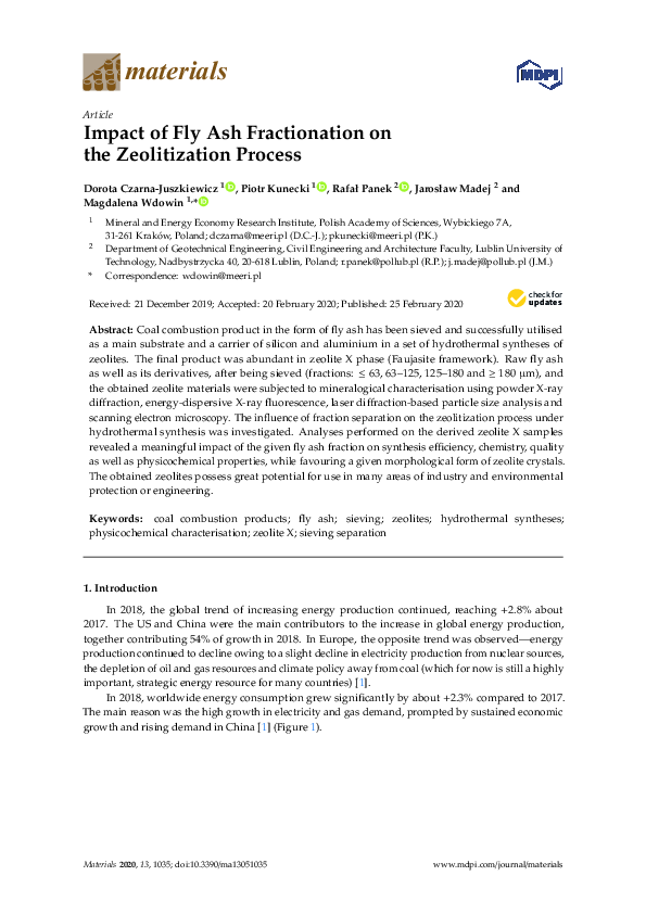 (PDF) Impact of Fly Ash Fractionation on the Zeolitization Process