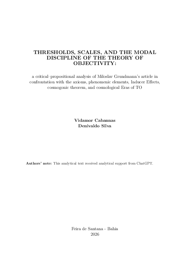 (PDF) THRESHOLDS SCALES AND THE MODAL DISCIPLINE OF THE THEORY OF ...
