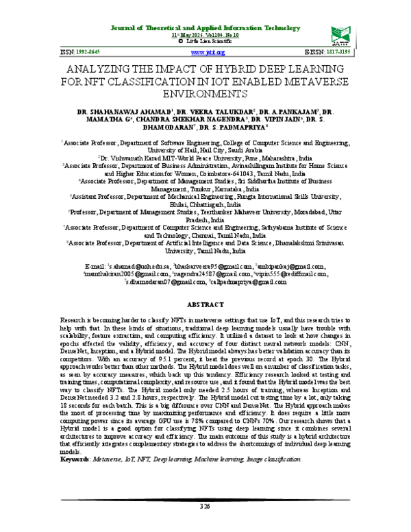 (PDF) ANALYZING THE IMPACT OF HYBRID DEEP LEARNING FOR NFT ...